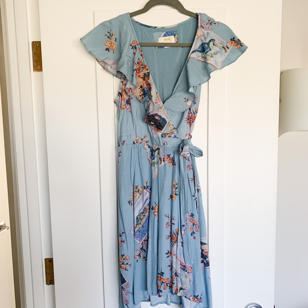 Anthropologie Blue Tie Dress